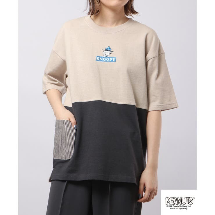 スヌーピー Tシャツ トップス プリント ドロップショルダー SNOOPY PEANUTS S M L s1132-184sp
