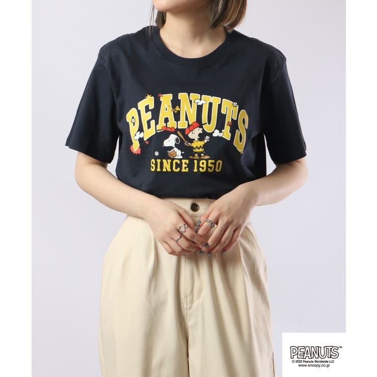 スヌーピー チャーリー・ブラウン Tシャツ 半袖 ロゴ 野球 宇宙 プリント SNOOPY PEANUTS s1132-157sp