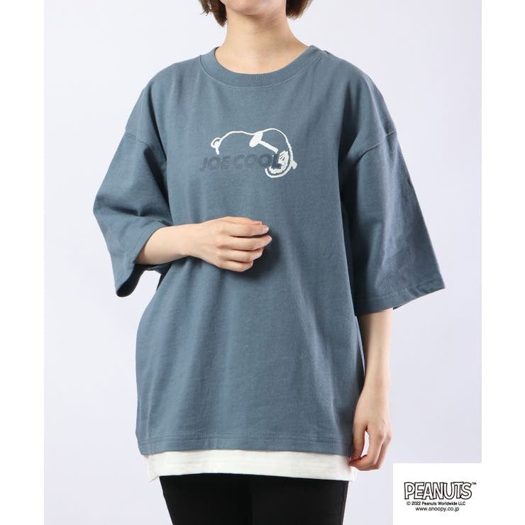 スヌーピー ジョークール ドロップショルダー Tシャツ 半袖 レイヤード SNOOPY JOECOOL PEANUTS s1132-186sp