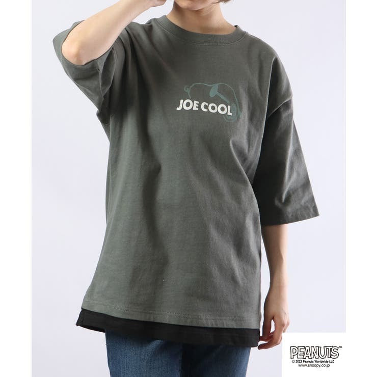 スヌーピー ジョークール ドロップショルダー Tシャツ 半袖 レイヤード SNOOPY JOECOOL PEANUTS s1132-186sp