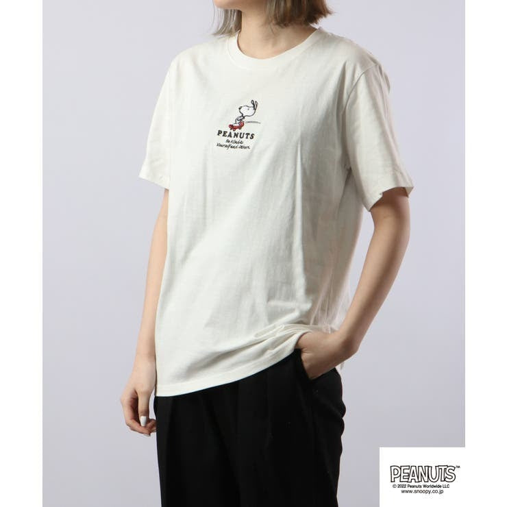 スヌーピー Tシャツ 半袖 ワンポイント 刺繍 SNOOPY PEANUTS s1132-151sp