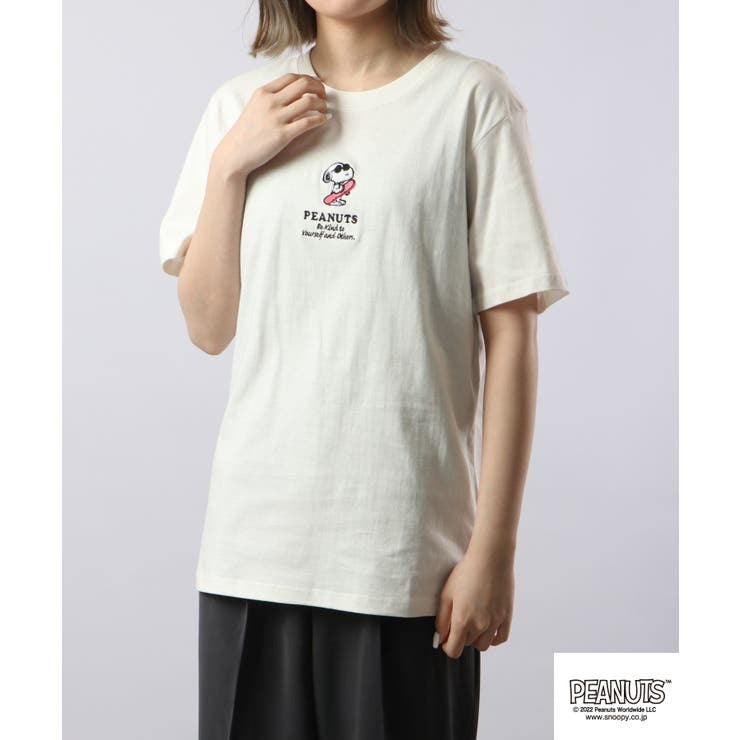 スヌーピー Tシャツ 半袖 ワンポイント 刺繍 SNOOPY PEANUTS s1132-151sp