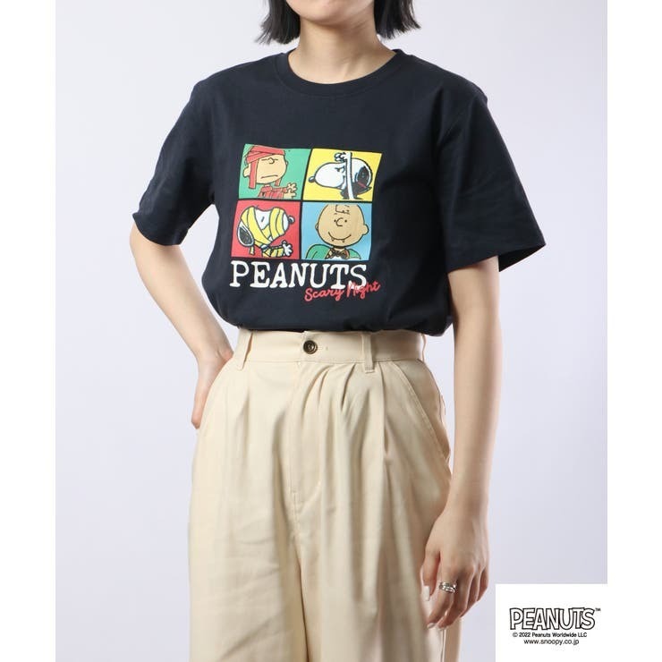 スヌーピー トップス Tシャツ 半袖 プリント チャーリーブラウン カラフル ホラー ハロウィン モンスター SNOOPY PEANUTS s1132-158sp
