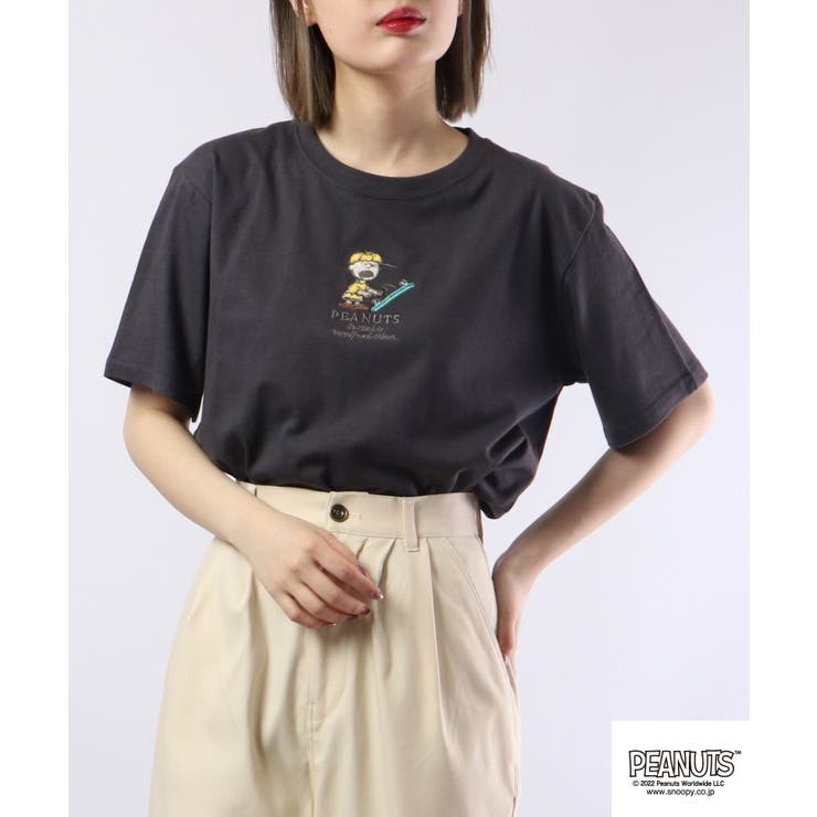 スヌーピー Tシャツ トップス 半袖 オラフ チャーリーブラウン 刺繍 SNOOPY PEANUTS s1132-152sp