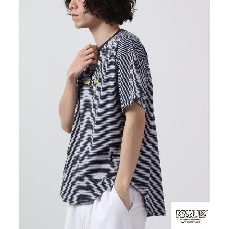 スヌーピー Tシャツ トップス 半袖 刺繍 ボーダー SNOOPY PEANUTS s1132-171sp