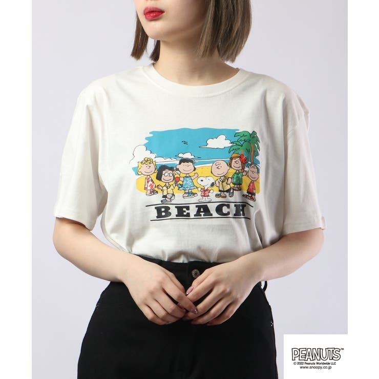 スヌーピー Tシャツ トップス アロハ プリント 半袖 ロゴ サマー 夏 SNOOPY PEANUTS s1132-164sp