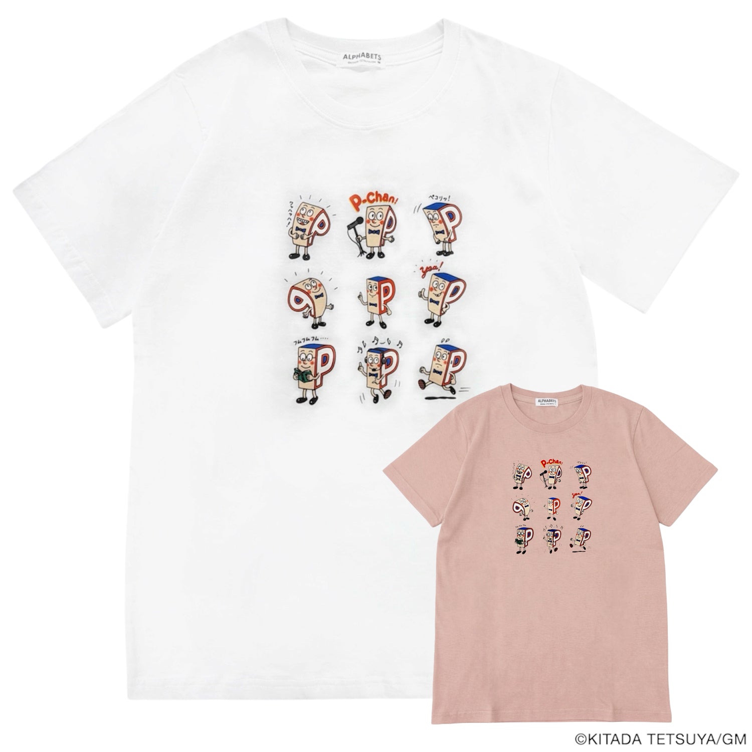 P-chan 9連キャラクタープリントTシャツ メンズ レディース 半袖 綿100% al1162-298