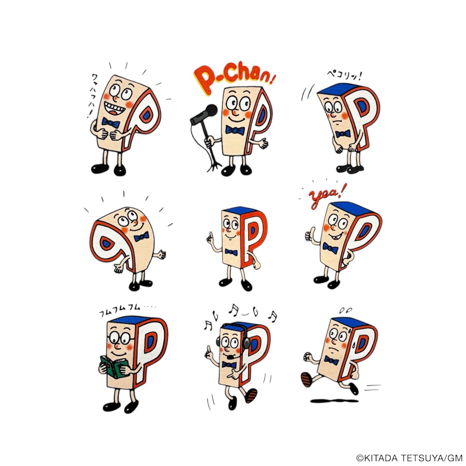 P-chan 9連キャラクタープリントTシャツ メンズ レディース 半袖 綿100% al1162-298