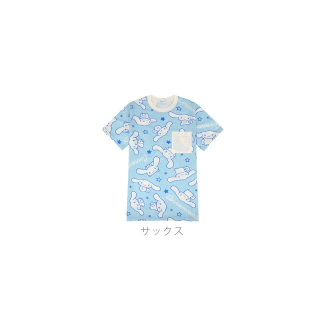 シナモロール Tシャツ 総柄 半袖 シナモン サンリオ キャラクターズ プリント メンズ レディース cr1142-284