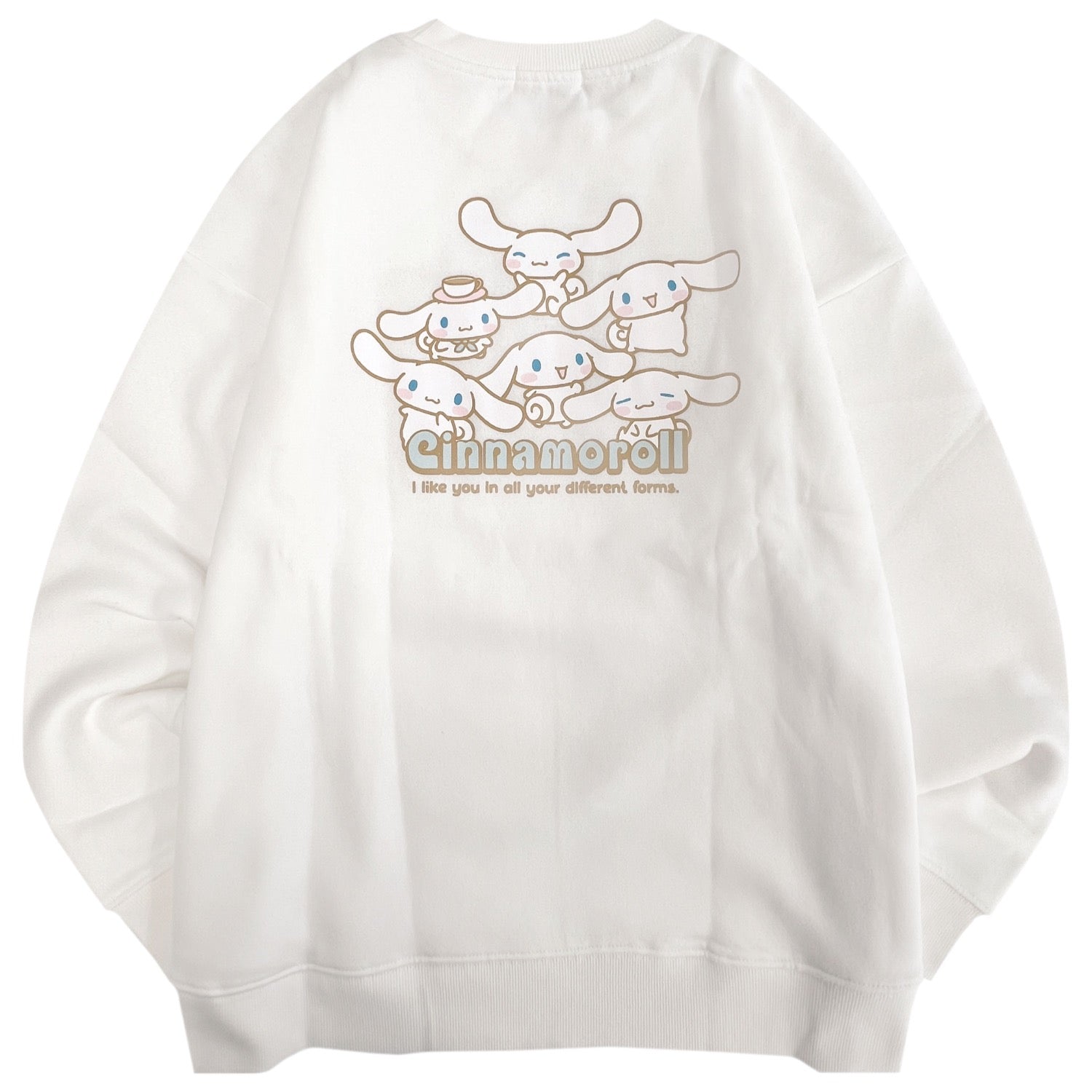 シナモロール サガラ刺繍 裏起毛ビッグシルエット トレーナー オーバーサイズ サンリオ プリント Sanrio
