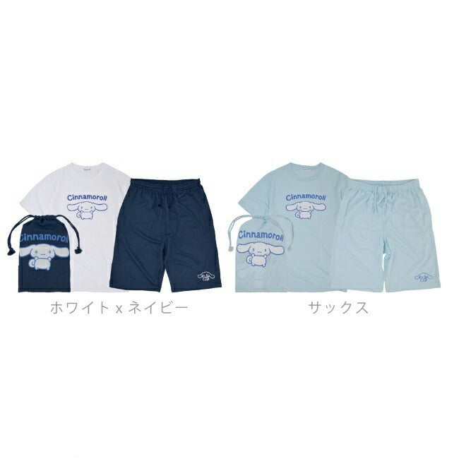シナモロール Tシャツ ハーフ パンツ 巾着 上下 セット 部屋着 プリント サンリオ キャラクターズ cr1632-316