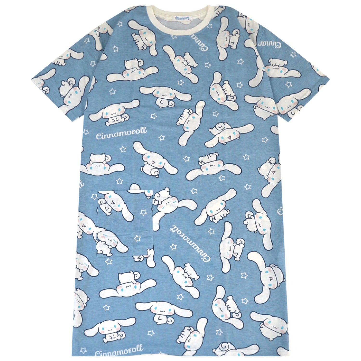 シナモロール Tシャツ ワンピース 半袖 総柄 部屋着 ルームウェア サンリオ キャラクターズ レディース cr1752-251