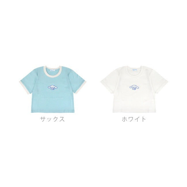 シナモロール Tシャツ ちびT サンリオ キャラクターズ 刺繍 レディース ショート丈 半袖 cr2142-331