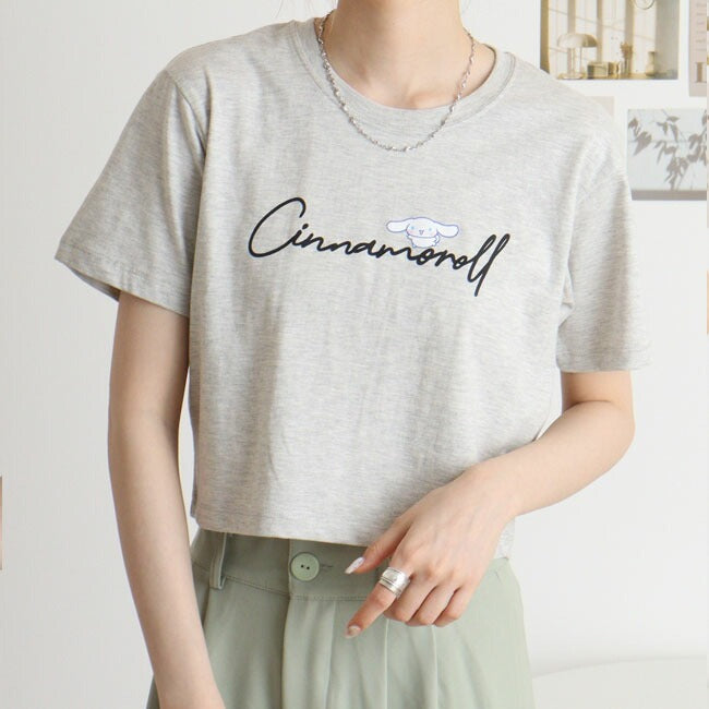 シナモロール サンリオ キャラクターズ ちびT レディース ショート丈 ワイド幅 半袖 Tシャツ cr2142-337
