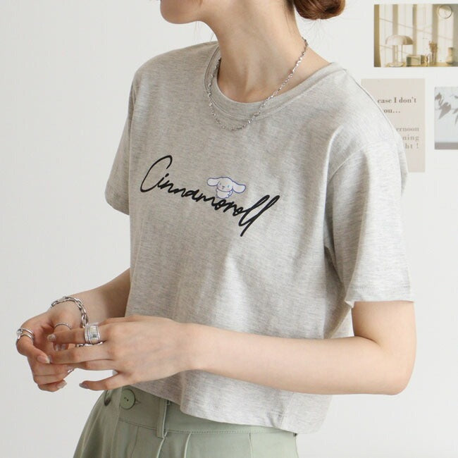 シナモロール サンリオ キャラクターズ ちびT レディース ショート丈 ワイド幅 半袖 Tシャツ cr2142-337