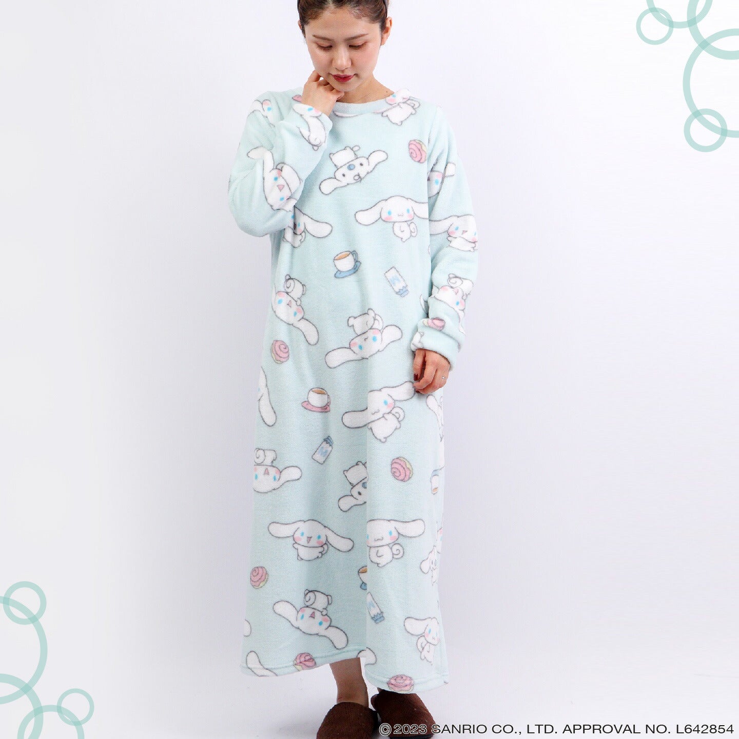 シナモロール ワンピース 長袖 プリント 部屋着 サンリオ キャラクターズ cr2724-756