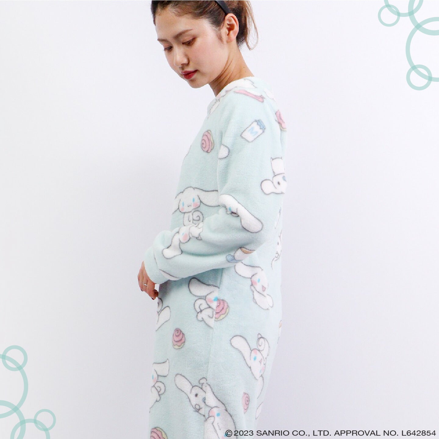 シナモロール ワンピース 長袖 プリント 部屋着 サンリオ キャラクターズ cr2724-756