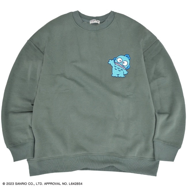 ハンギョドン 裏起毛 ビッグシルエット 刺繍 トレーナー 秋冬春 サンリオキャラクターズ hg1334-628