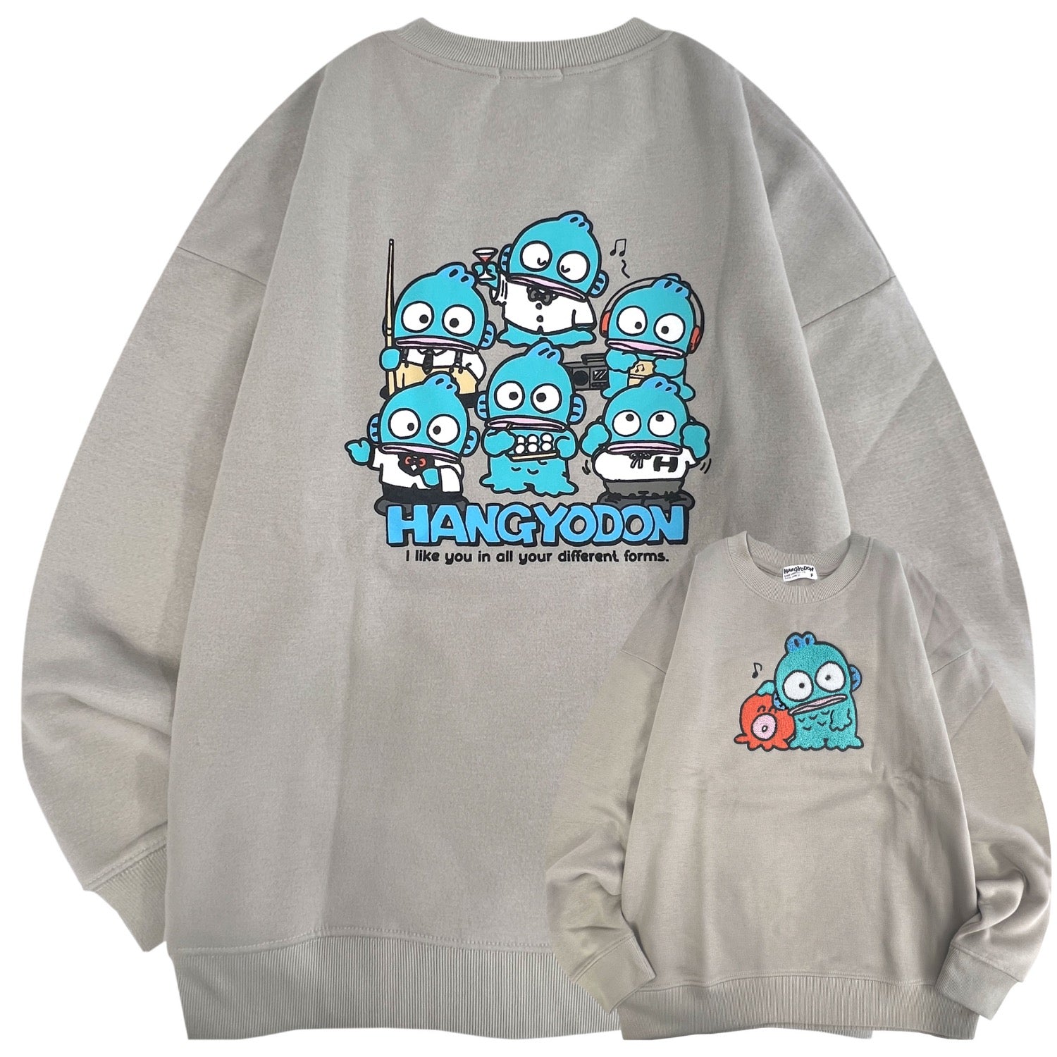 ハンギョドン さゆりちゃん サガラ刺繍 裏起毛ビッグシルエット トレーナー オーバーサイズ サンリオ プリント Sanrio hg1354-93