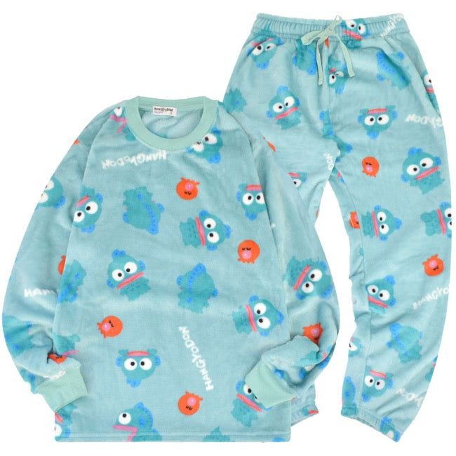 ハンギョドン トレーナー スウェット パンツ フリース セットアップ 総柄 ルームウェア 部屋着 パジャマ サンリオ キャラクターズ hg1644-97