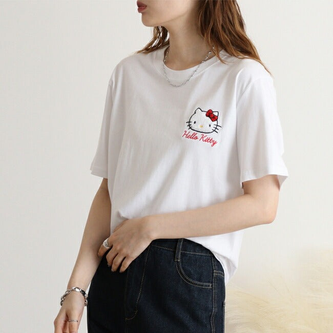 ハローキティ Tシャツ 半袖 刺繍 サンリオ キャラクターズ メンズ レディース hk1142-351