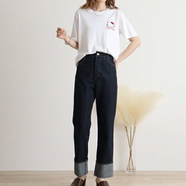 ハローキティ Tシャツ 半袖 刺繍 サンリオ キャラクターズ メンズ レディース hk1142-351