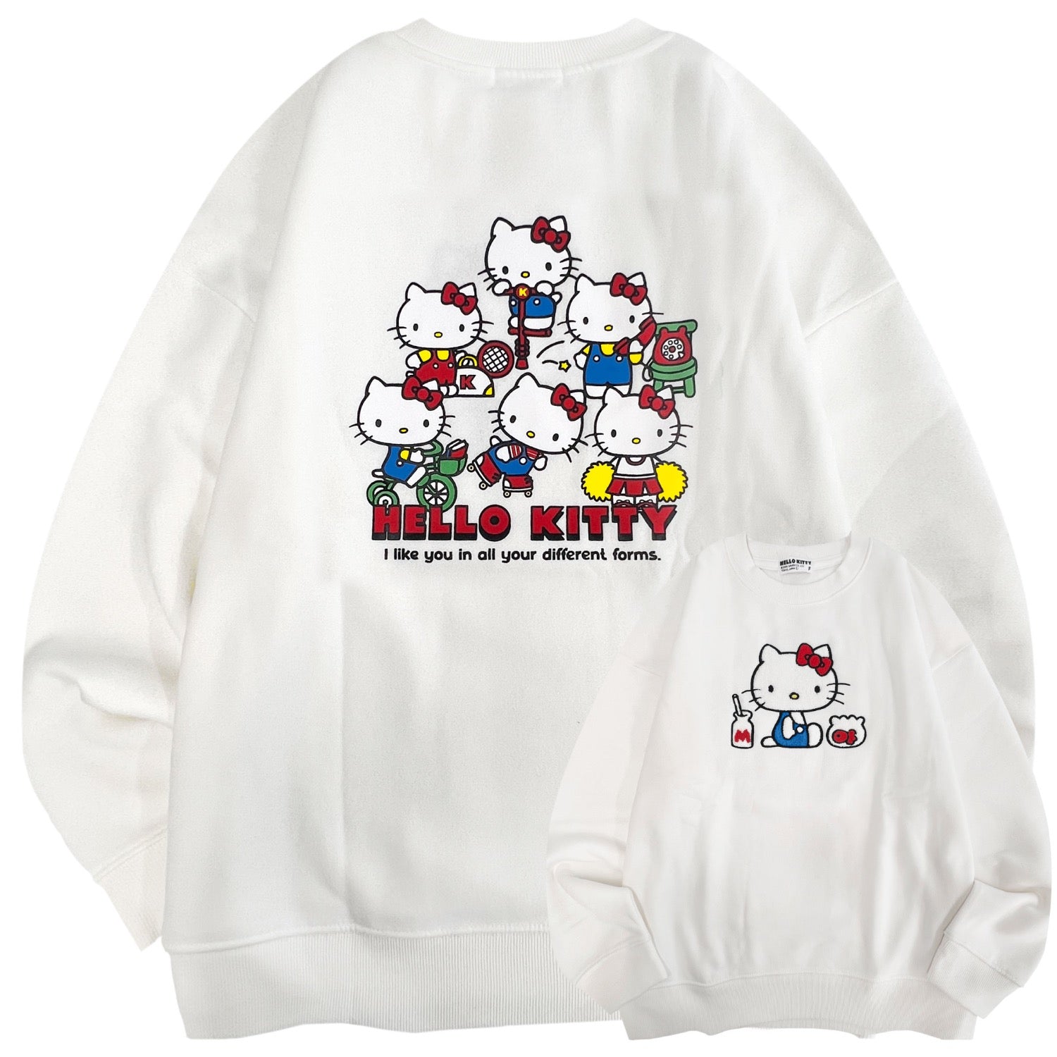 ハローキティ サガラ刺繍 裏起毛ビッグシルエット トレーナー オーバーサイズ サンリオ プリント Sanrio hk1354-94