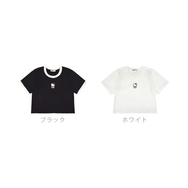 ハローキティ Tシャツ ちびT サンリオ キャラクターズ 刺繍 レディース ショート丈 半袖 hk2142-333