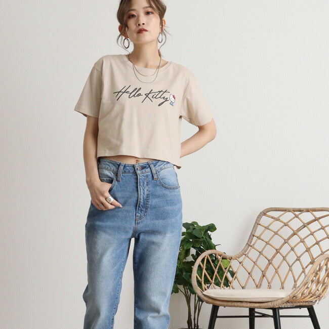 ハローキティ Tシャツ サンリオ キャラクターズ ちびT レディース ショート丈 ワイド幅 半袖 hk2142-339