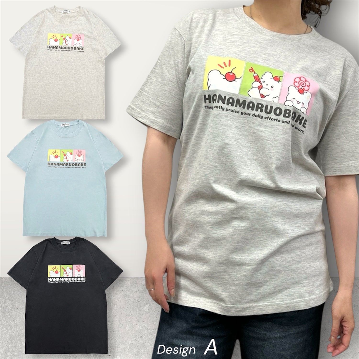 はなまるおばけ プリント 半袖 Tシャツ トップス 天竺 夏 レディース メンズ HANAMARUOBAKE ho1162-259