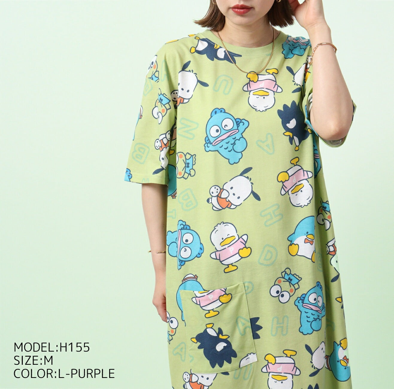 はぴだんぶい BIG Tシャツ 半袖 ばつ丸 ポチャッコ ペックル けろけろけろっぴ タキシードサム サンリオ キャラクターズ hv1132-26