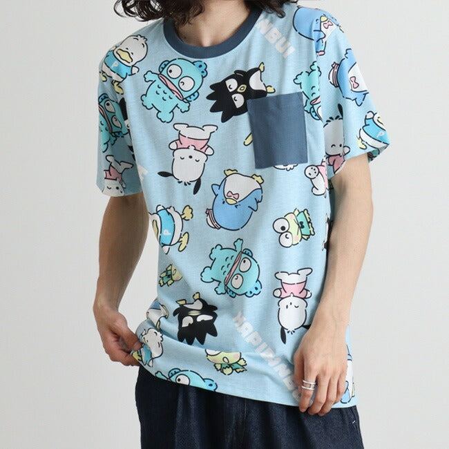 はぴだんぶい Tシャツ 総柄 半袖 サンリオ キャラクターズ プリント メンズ レディース hv1142-292