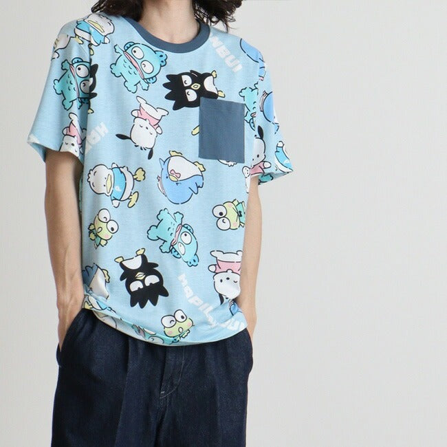 はぴだんぶい Tシャツ 総柄 半袖 サンリオ キャラクターズ プリント メンズ レディース hv1142-292