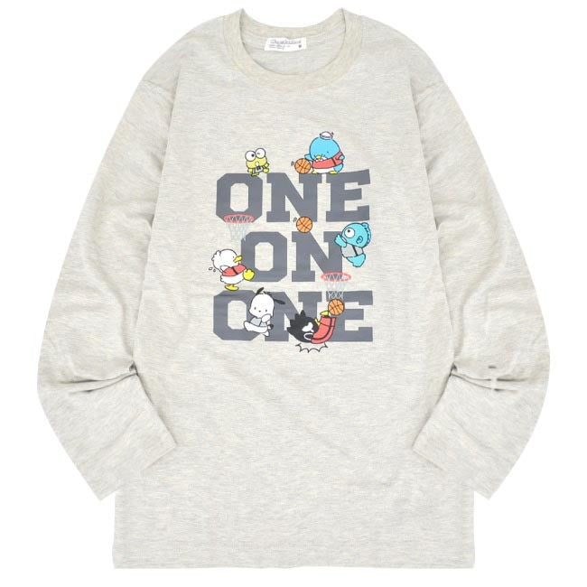はぴだんぶい Tシャツ 長袖 ロンT プリント ハンギョドン ばつ丸 ポチャッコ あひるのペックル けろけろけろっぴ タキシードサム サンリオ キャラクターズ hv1241-17