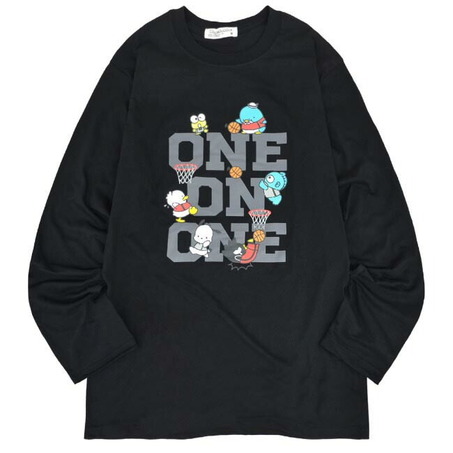 はぴだんぶい Tシャツ 長袖 ロンT プリント ハンギョドン ばつ丸 ポチャッコ あひるのペックル けろけろけろっぴ タキシードサム サンリオ キャラクターズ hv1241-17