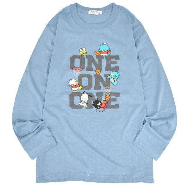 はぴだんぶい Tシャツ 長袖 ロンT プリント ハンギョドン ばつ丸 ポチャッコ あひるのペックル けろけろけろっぴ タキシードサム サンリオ キャラクターズ hv1241-17