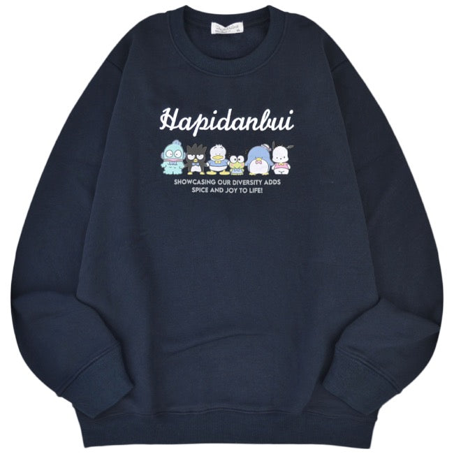 はぴだんぶい トレーナー スウェット 裏起毛 プリント 刺繍 メンズ レディース hv1344-68