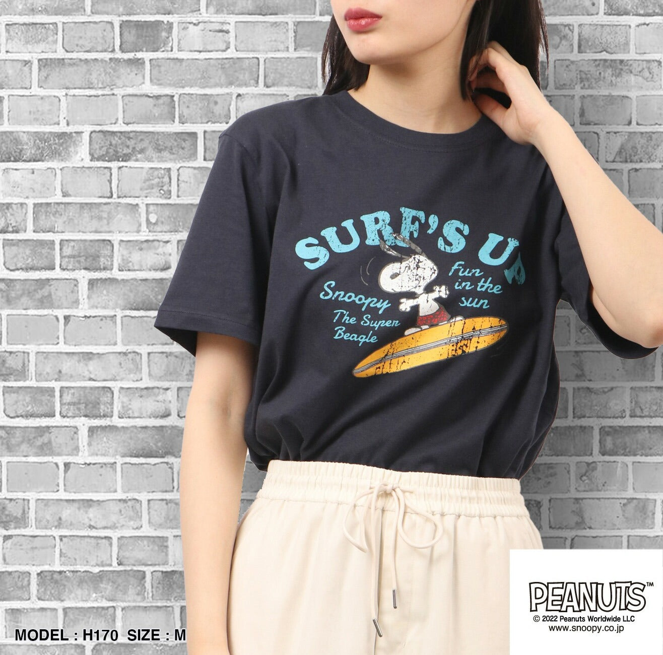 スヌーピー ピーナッツ Tシャツ トップス 半袖 サーフ プリント かすれ PEANUTS SNOOPY s1132-36