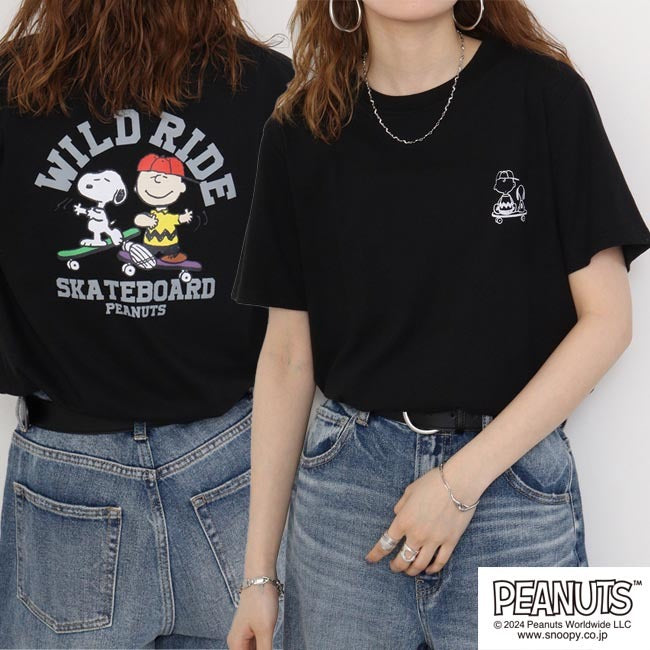 スヌーピー プリント 半袖 Tシャツ スケボー チャーリーブラウン PEANUTS s1142-188