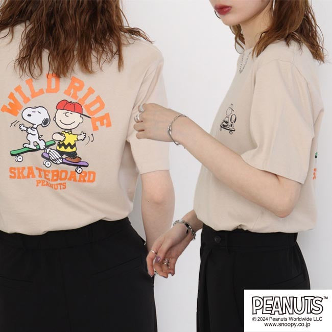 スヌーピー プリント 半袖 Tシャツ スケボー チャーリーブラウン PEANUTS s1142-188
