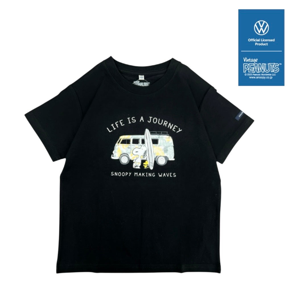 スヌーピー ピーナッツ フォルクス ワーゲン プリント キッズ 天竺 半袖 Tシャツ SNOOPY PEANUTS VOLKSWAGEN svw6152-156