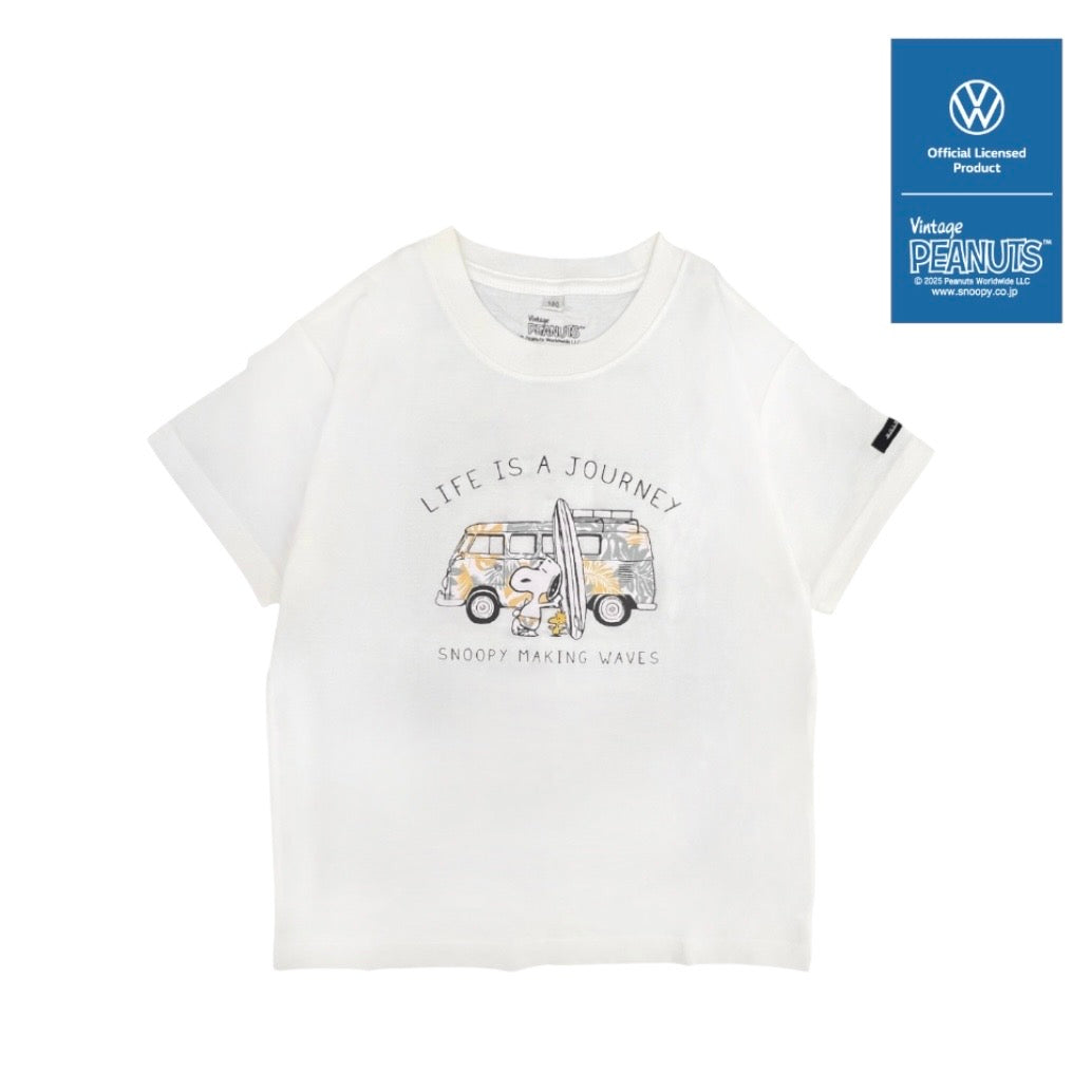 スヌーピー ピーナッツ フォルクス ワーゲン プリント キッズ 天竺 半袖 Tシャツ SNOOPY PEANUTS VOLKSWAGEN svw6152-156