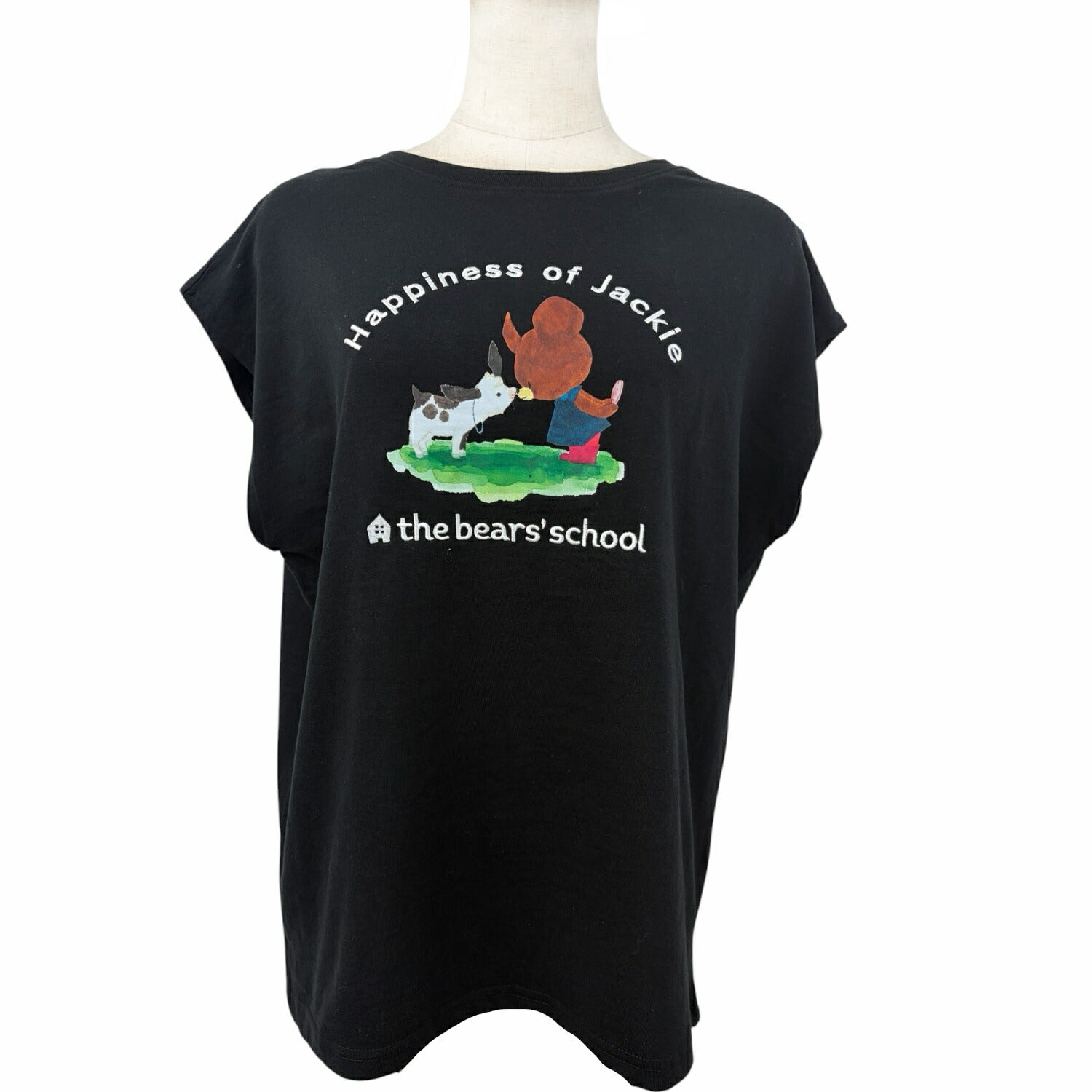 くまのがっこう 仲良し柄 フレンチスリーブ Tシャツ レディース トップス 天竺 刺繍 プリント 春 夏 kg2162-264
