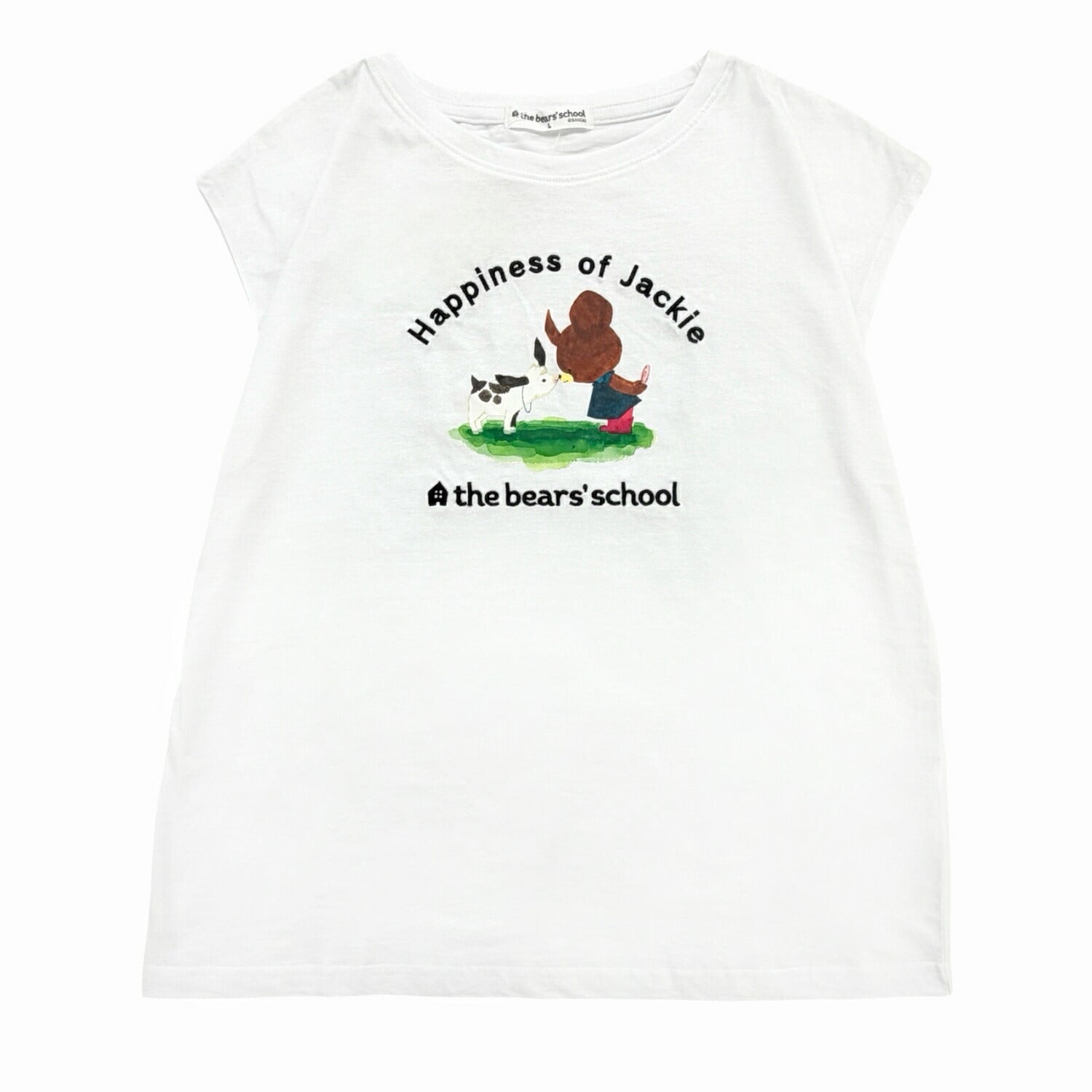 くまのがっこう 仲良し柄 フレンチスリーブ Tシャツ レディース トップス 天竺 刺繍 プリント 春 夏 kg2162-264