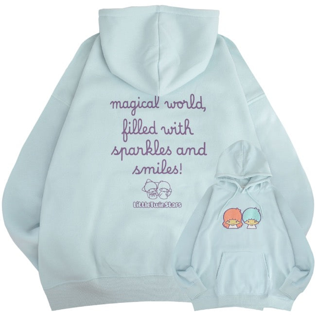 キキララ パーカー 裏起毛 オーバーサイズ 刺繍 ロゴ リトルツインスターズ サンリオ キャラクターズ メンズ レディース kl1344-161