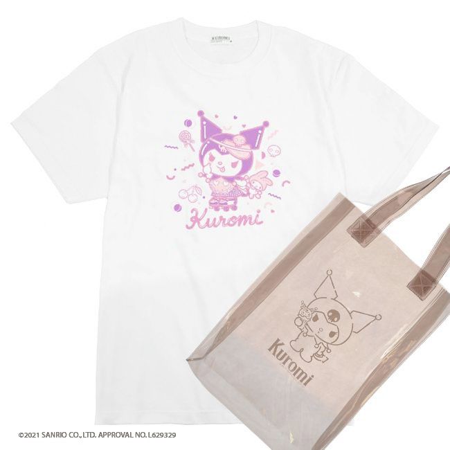 クロミ いたずらっ子 PVCバッグ付き 半袖 Tシャツ セット レディース メンズ 春 夏 プール 海 ホワイト ブラック 白 黒 M L LL ku1012-373