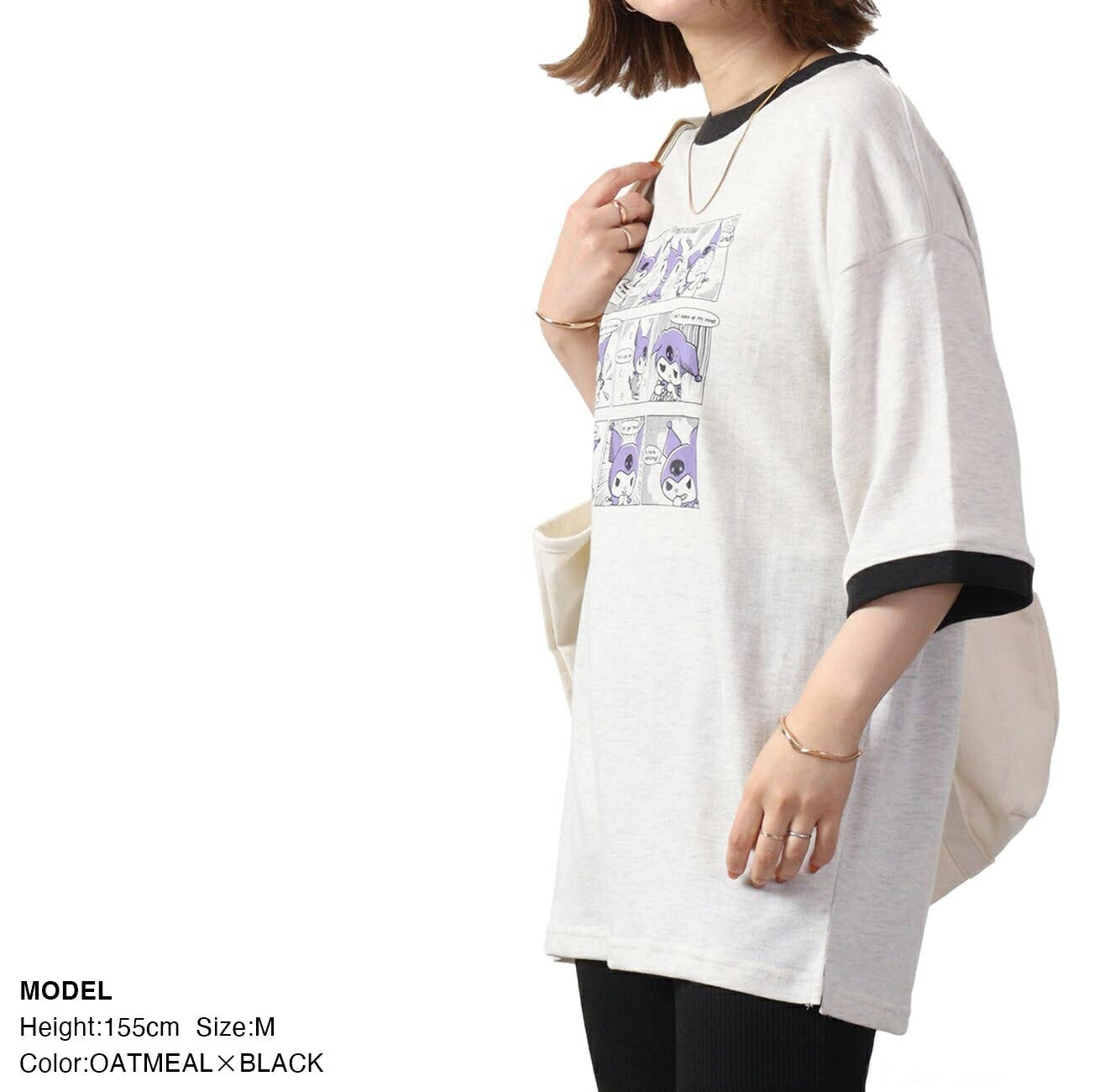 クロミ Tシャツ 半袖 リンガーネック トップス ドロップショルダー プリント サンリオ キャラクターズ ku1132-364