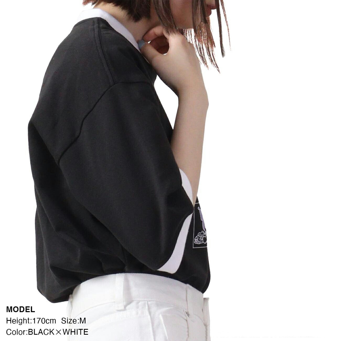 クロミ Tシャツ 半袖 リンガーネック トップス ドロップショルダー プリント サンリオ キャラクターズ ku1132-364