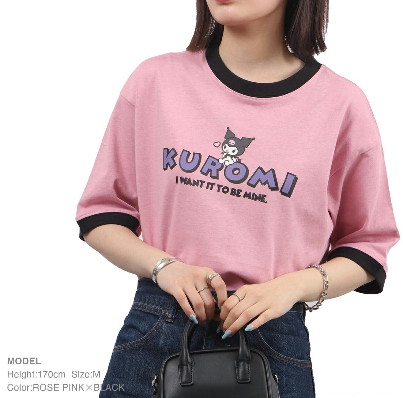 クロミ Tシャツ 半袖 リンガーネック トップス ドロップショルダー プリント サンリオ キャラクターズ ku1132-364