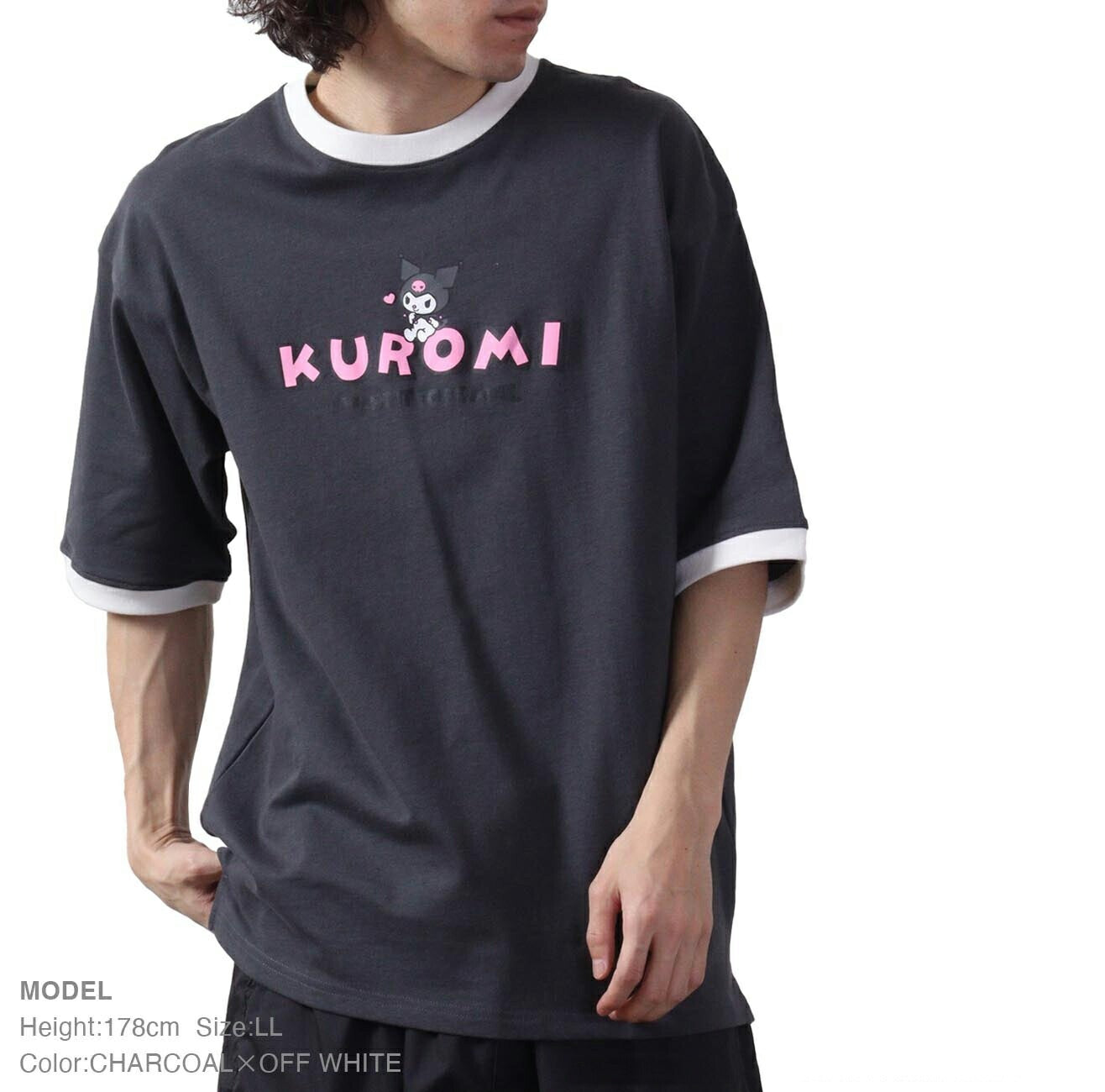 クロミ Tシャツ 半袖 リンガーネック トップス ドロップショルダー プリント サンリオ キャラクターズ ku1132-364